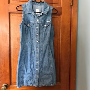 90s Vintage Old Navy Blue Jean Button Up Dress